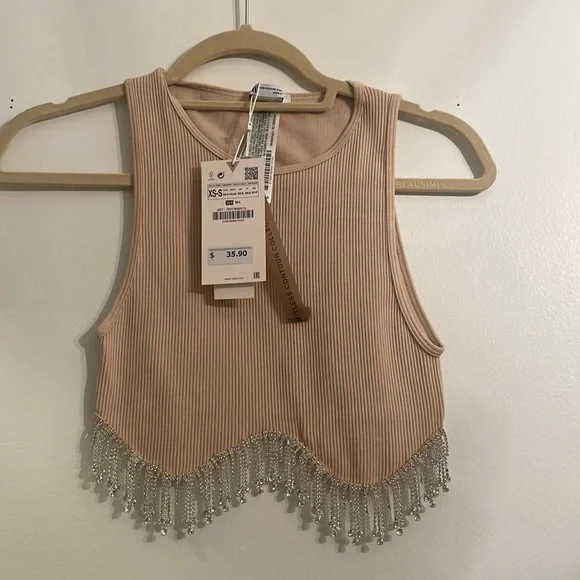 Zara Tops Nwt Zara Diamond Drop Crop Top Poshmark